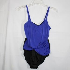Magic Sun One-Piece Swimsuit Black and Blue Size 10 Underwire